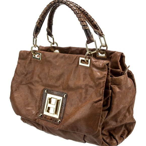 Halston Heritage Snakeskin Handle Shoulder Bag - Picture 3 of 14